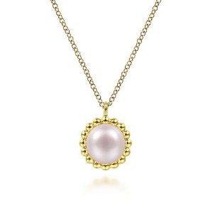 Gabriel & Co, 14kt Yellow Gold Pearl Pendant Necklace