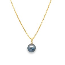Estate 14kt Yellow Gold Grey Tahitian Pearl Pendant