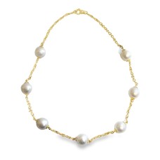 Estate 18kt Yellow Gold South Sea Pearl Station Necklace