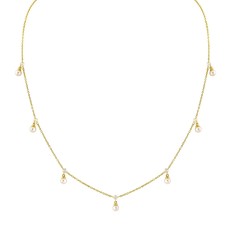 Sloane Street 18kt Yellow Gold Pearl And Diamond Dangle Station Necklace