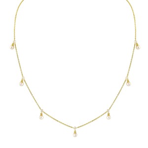 Sloane Street 18kt Yellow Gold Pearl And Diamond Dangle Station Necklace