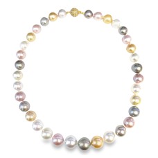 18kt Yellow Gold Multi-color South Sea And Freshwater Pearl Strand Necklace