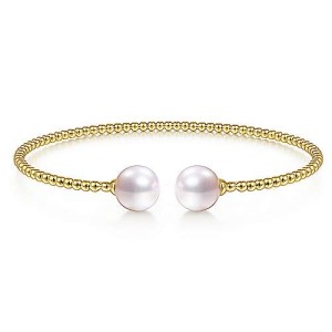 Gabriel & Co. 14kt Yellow Gold And Pearl Cuff Bracelet