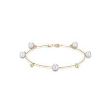 Mastoloni 14kt Yellow Gold Pearl And Diamond "Aida" Bracelet