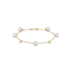 Mastoloni 14kt Yellow Gold Pearl And Diamond "Aida" Bracelet