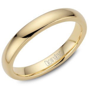 14kt Yellow Gold 3mm Domed Comfort Fit Traditional Wedding Band