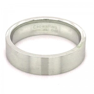 14kt White Gold 6mm Flat Comfort Fit Traditional Wedding Band With Sandpaper Finish