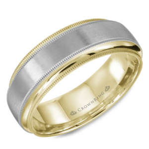 14kt Two-tone 7mm Sandpaper And Polished Finish Wedding Band