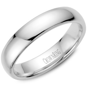 14kt White Gold 5mm Domed Comfort Fit Traditional Wedding Band