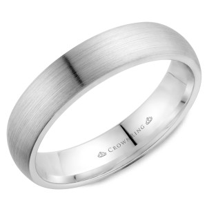 14kt White Gold 6mm Domed Comfort Fit Traditional Wedding Band With Sandpaper Finish
