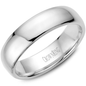 14kt White Gold 6mm Domed Comfort Fit Traditional Wedding Band