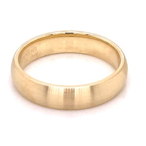 14kt Yellow Gold 5mm Domed Comfort Fit Traditional Wedding Band With Sandpaper Finish