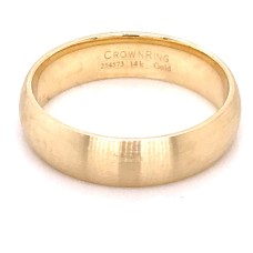 14kt Yellow Gold 6mm Domed Comfort Fit Traditional Wedding Band With Sandpaper Finish