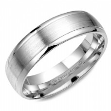 14kt White Gold 6mm Sandpaper And Polished Finish Wedding Band