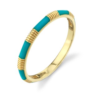 Sloane Street 18kt Yellow Gold And Turquoise Enamel Stackable Band