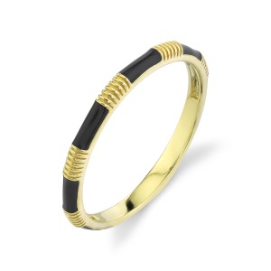 Sloane Street 18kt Yellow Gold And Black Enamel Stackable Band