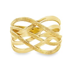 Estate 18kt Yellow Gold Cross-over Waves Ring