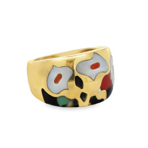 Estate 14kt Yellow Gold Domed Inlay Ring