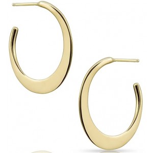 J&S Freeman 14kt Yellow Gold Medium Flat Tapered Hoop Earrings