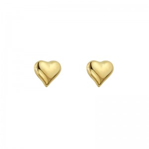 14kt Yellow Youth/child's Puffy Heart Earrings