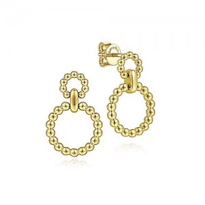 Gabriel & Co. 14kt Yellow Gold Beaded Double-Circle Earrings
