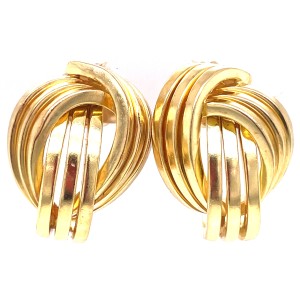 Estate 18kt Yellow Gold Ribbon Knot Earrings