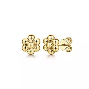 Gabriel & Co. 14kt Yellow Gold Bujukan Flower Stud Earrings