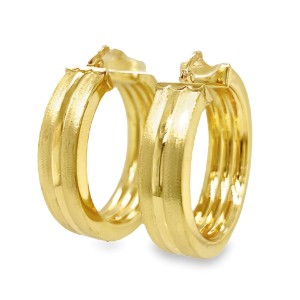 Estate 14kt Yellow Gold Large Textured Hoops
