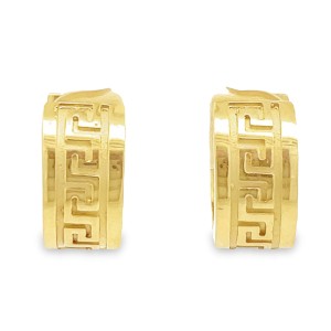 Estate 14kt Yellow Gold Greek Key Hoop Earring
