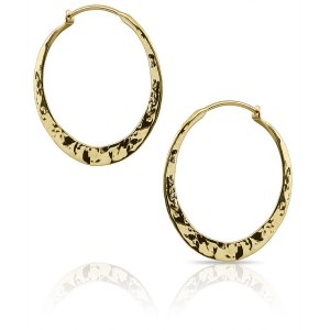 J&S Freeman 14kt Yellow Gold Large Hammered Hoop Earrings