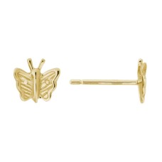 14k Yellow Gold Child/youth Petite Butterfly Earrings