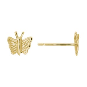 14k Yellow Gold Child/youth Petite Butterfly Earrings