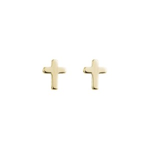 14kt Yellow Gold Child's Petite Polished Cross Earrings