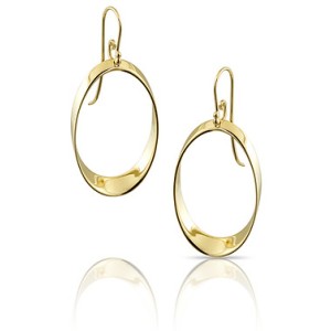 Estate J&S Freeman 14kt Yellow Gold Oval Dangle Earrings