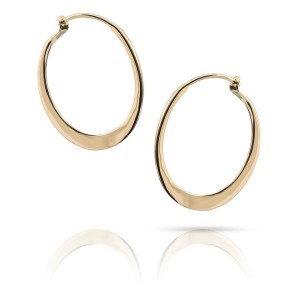 J&S Freeman 14kt Yellow Gold Medium Flat Tapered Hoop Earrings