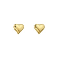 14kt Yellow Gold Youth/child's Petite Puffy Heart Stud Earrings