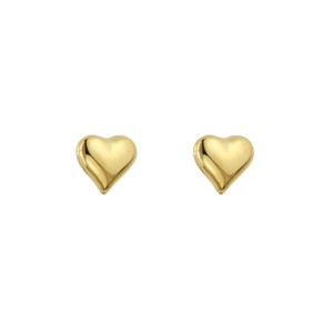 14kt Yellow Gold Youth/child's Petite Puffy Heart Stud Earrings
