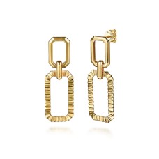 Gabriel & Co. 14kt Yellow Gold Diamond-cut Link Drop Earrings