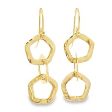 J&S Freeman 14kt Yellow Gold Open Pentagon Dangle Earrings