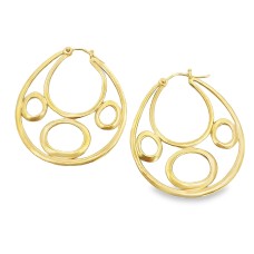 Estate 18kt Yellow Gold Large Satin Circle Hoop Earring