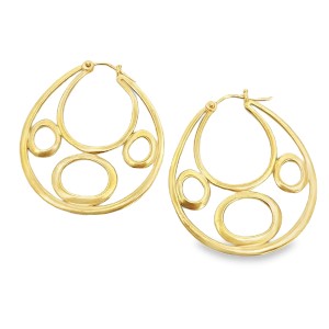 Estate 18kt Yellow Gold Large Satin Circle Hoop Earring