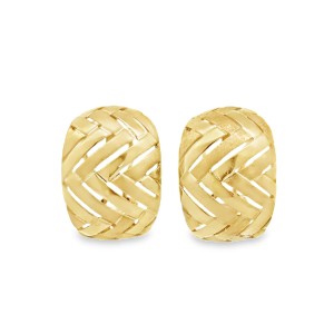 Estate 14kt Yellow Gold Textured Button Earrings