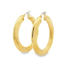 Estate 18kt Yellow Gold Flat Hoop Earrings