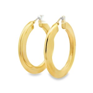 Estate 18kt Yellow Gold Flat Hoop Earrings