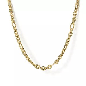 Gabriel & Co. 14kt Yellow Gold Fancy Link Chain Necklace
