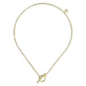 Gabriel & Co 14kt Yellow Gold Hollow Paperclip Chain Toggle Necklace