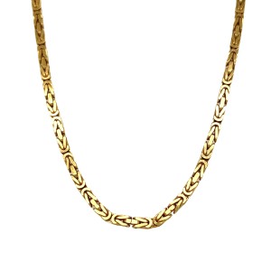 Estate 18kt Yellow Gold Squared Byzantine Link Necklace