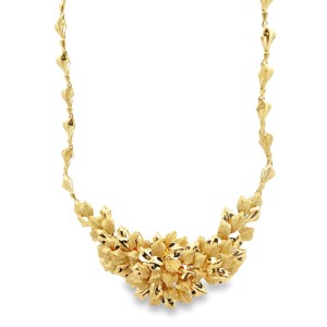 Estate 18kt Yellow Gold Floral Bib Necklace