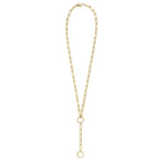 14kt Yellow Gold Paperclip Link Chain Lariat Necklace