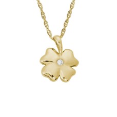 14kt Yellow Gold Diamond-accented Four Leaf Clover Pendant Necklace